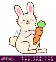 Adorable Easter Bunny with Carrot SVG File