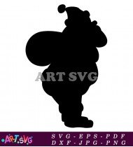 Silhouette of Santa Claus Carrying a Bag SVG