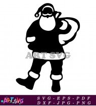 Silhouette of Santa Claus Walking and Smiling SVG