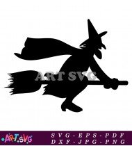 Witch Flying On A Broom Halloween Vector SVG