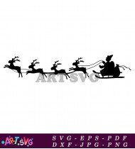 Santa Reindeer Sleigh Christmas Silhouette Clipart SVG