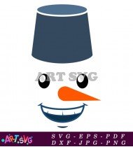 Snowman Face with Blue Hat Illustration SVG