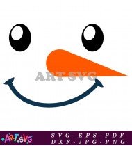 Smiling Snowman Face with Black Hat SVG