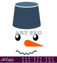 Snowman Face Simple Black And White SVG