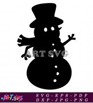 Snowman With Sticks Silhouette SVG Design