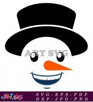 Smiling Snowman Face Christmas SVG