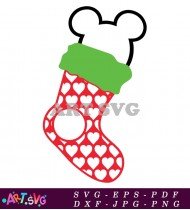 Red Christmas Stocking Heart Design Graphic SVG