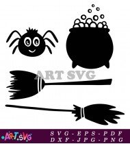 Halloween Design With Spider And Cauldron SVG 1