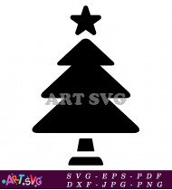 Simple Black And White Christmas Tree Outline SVG