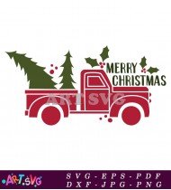 Christmas Trees on Red Pickup Truck SVG