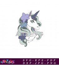 Magical Unicorn Head With Flower Crown SVG