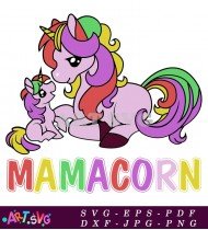 Mamacorn Unicorn Mom And Baby Design SVG 3