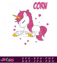 Unicorn Mom With Hearts And Corn SVG