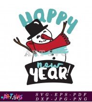 Snowman Happy New Year Greeting Design SVG