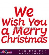 Merry Christmas Wishes Red Text Holiday Design SVG