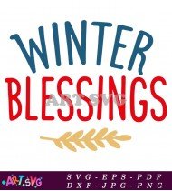 Winter Blessings Red Text Holiday Design SVG