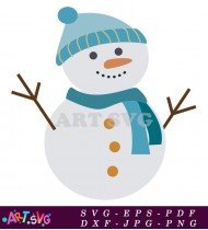 Snowman With Blue Scarf Christmas Design SVG