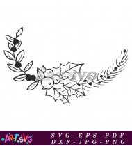 Floral Wreath with Berries and Leaves Design SVG