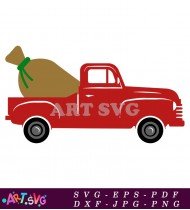 Christmas Truck Silhouette Carrying Present Bag Design SVG