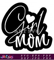 Girl Mom Black Monogram Heart Design SVG