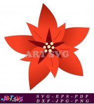 Red Christmas Poinsettia Flower Clip Art SVG