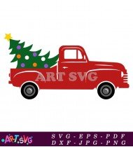 Christmas Truck Ornament Red Green Holiday SVG 1