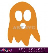 Orange Ghost With Smiling Face SVG