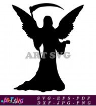 Black Silhouette Angel with Wings for Christmas SVG