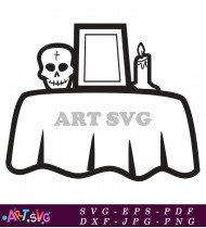 Scary Halloween Skull And Candle Clipart SVG