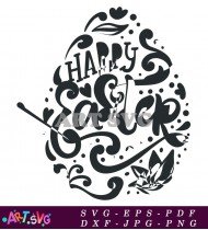 Happy Easter Egg Design In Bold Script SVG