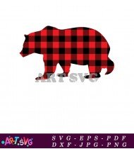 Red And Black Plaid Bear Silhouette Vector SVG