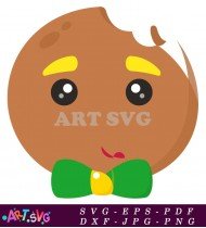 Gingerbread Man With Green Bowtie SVG