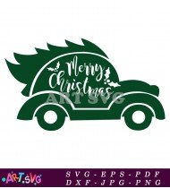 Merry Christmas Green Car SVG