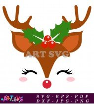 Reindeer Face Christmas Holiday Graphic SVG