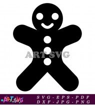 Gingerbread Man Christmas Cookie Black Vector Design SVG