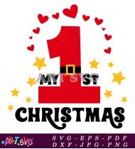 My First Christmas Heart Design Red Design SVG