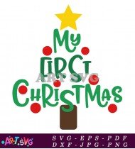 My First Christmas Tree Green Red Design SVG