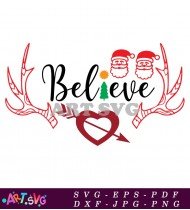 Believe Christmas Reindeer Antler Graphic Design SVG 1