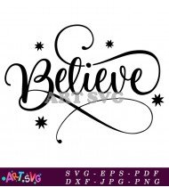 Believe Christmas Typography Design SVG 1