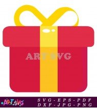 Red Gift Box With Yellow Ribbon Clipart SVG