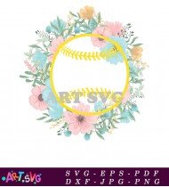 Floral Baseball Softball Design SVG