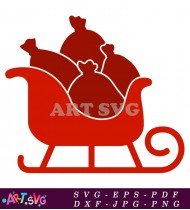 Red Christmas Sleigh Filled With Gifts SVG