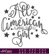 All American Girl Typography Design SVG