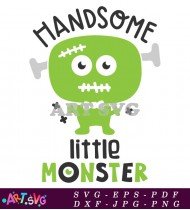 Cute Little Monster Green Holiday Design SVG