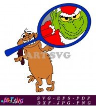 Cute Grinch And His Dog Christmas Vector SVG