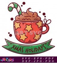 Xmas Holidays Cup Red Stars Holiday Graphic SVG