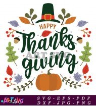 Thanksgiving Greeting Happy Giving Fall Leaves Vector SVG