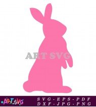 Cute Pink Bunny Silhouette Easter Clipart SVG