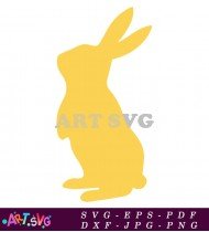 Yellow Rabbit Silhouette For Easter Holiday Graphic SVG