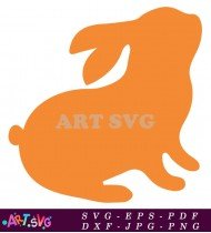 Orange Bunny Silhouette For Springtime Design SVG